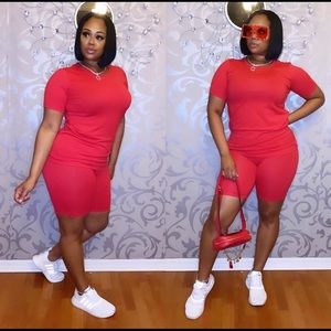 Errands Run Shorts Set - Red